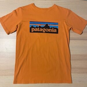 Patagonia Kids Orange Graphic Tee - Size Large 12